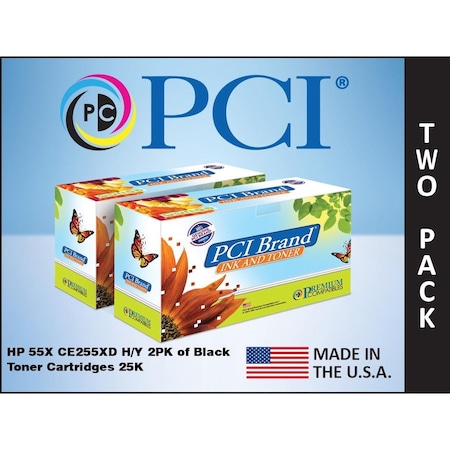 Pci Usa Reman Hp 55X Ce255Xd Dual-Pack Of Black Toner Cartridges,PK2